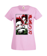 Дамска Тениска Manga Anime Demon Slayer Tanjiro Nezuko Fighting