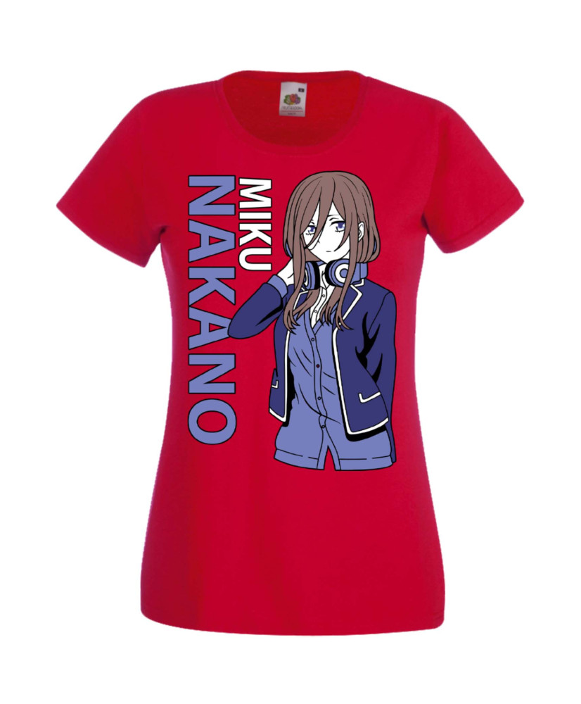 Дамска Тениска Manga Anime The Quintessential Quintuplets Miku Nakano Дамска Тениска Manga Anime The Quintessential Quintuplets Miku Nakano