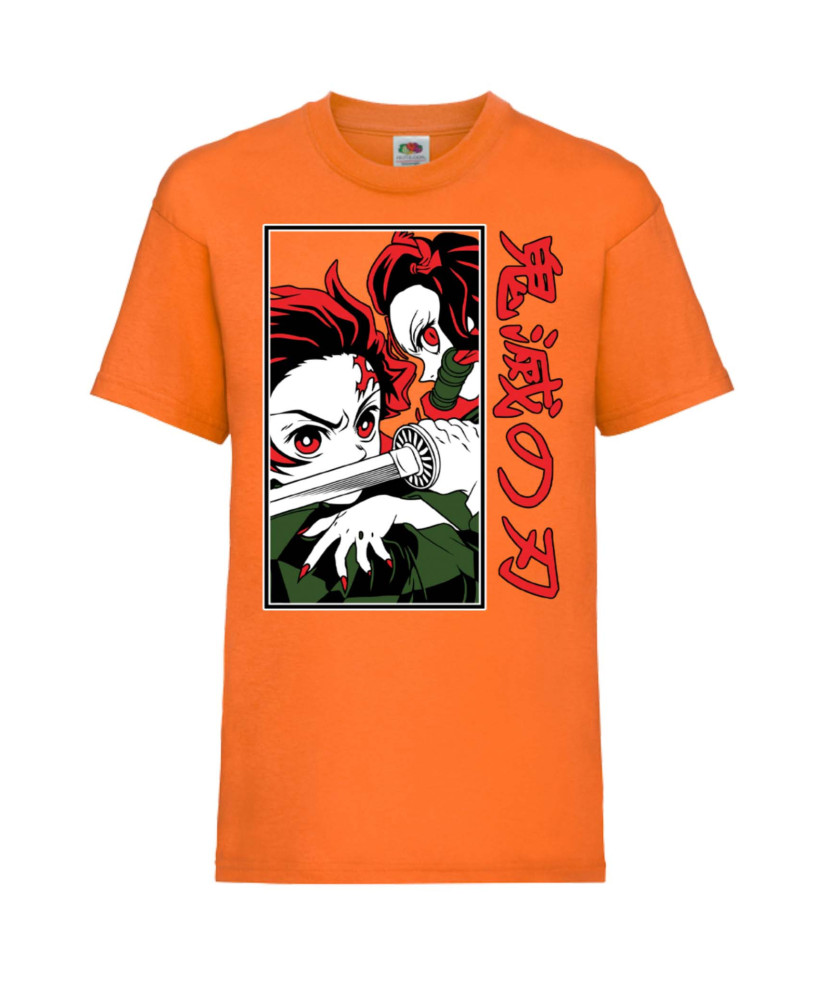 Детска Тениска Demon Slayer Tanjiro Nezuko Fighting Japan Animation