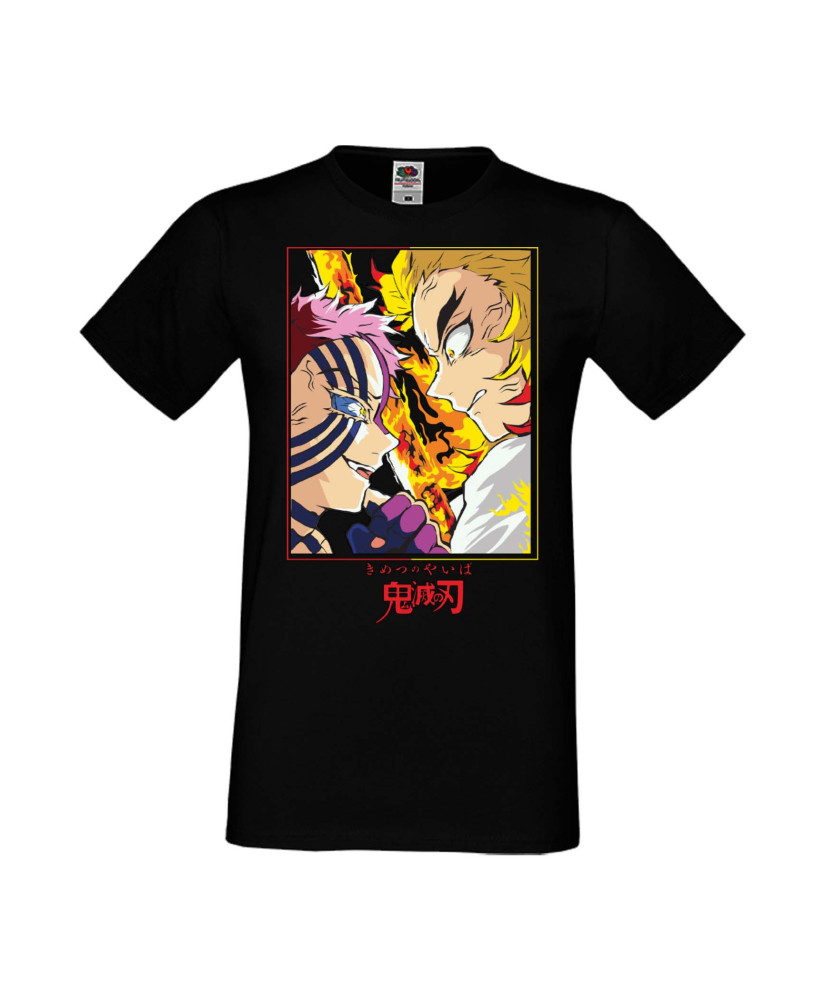 Мъжка Тениска Manga Anime Demon Slayer Rengoku Vs Akaza