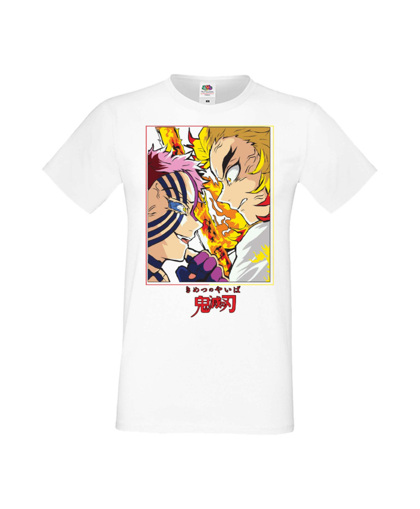 Мъжка Тениска Manga Anime Demon Slayer Rengoku Vs Akaza