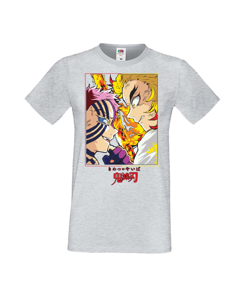 Мъжка Тениска Manga Anime Demon Slayer Rengoku Vs Akaza