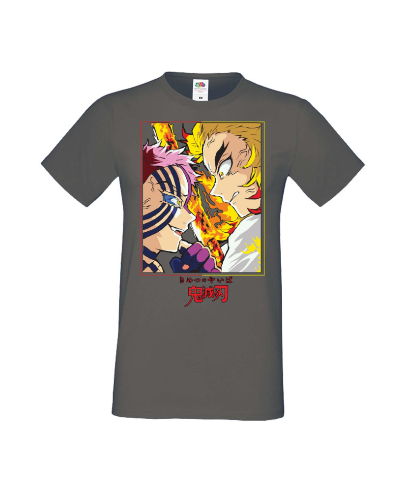 Мъжка Тениска Manga Anime Demon Slayer Rengoku Vs Akaza