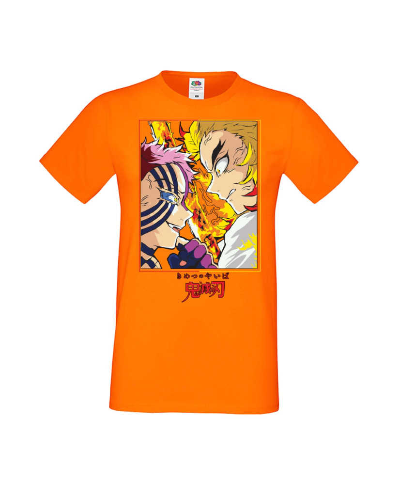 Мъжка Тениска Manga Anime Demon Slayer Rengoku Vs Akaza