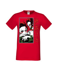 Мъжка Тениска Manga Anime Demon Slayer Tanjiro Nezuko Fighting