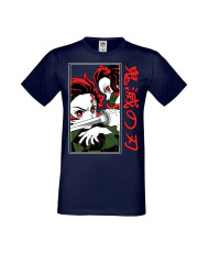 Мъжка Тениска Manga Anime Demon Slayer Tanjiro Nezuko Fighting