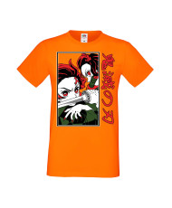 Мъжка Тениска Manga Anime Demon Slayer Tanjiro Nezuko Fighting