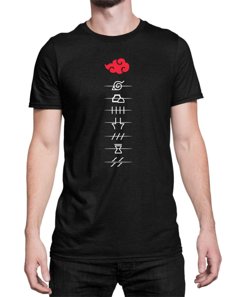 Мъжка Тениска Japan Anime Manga Akatsuki Members Village Symbols Мъжка Тениска Japan Anime Manga Akatsuki Members Village Symbols