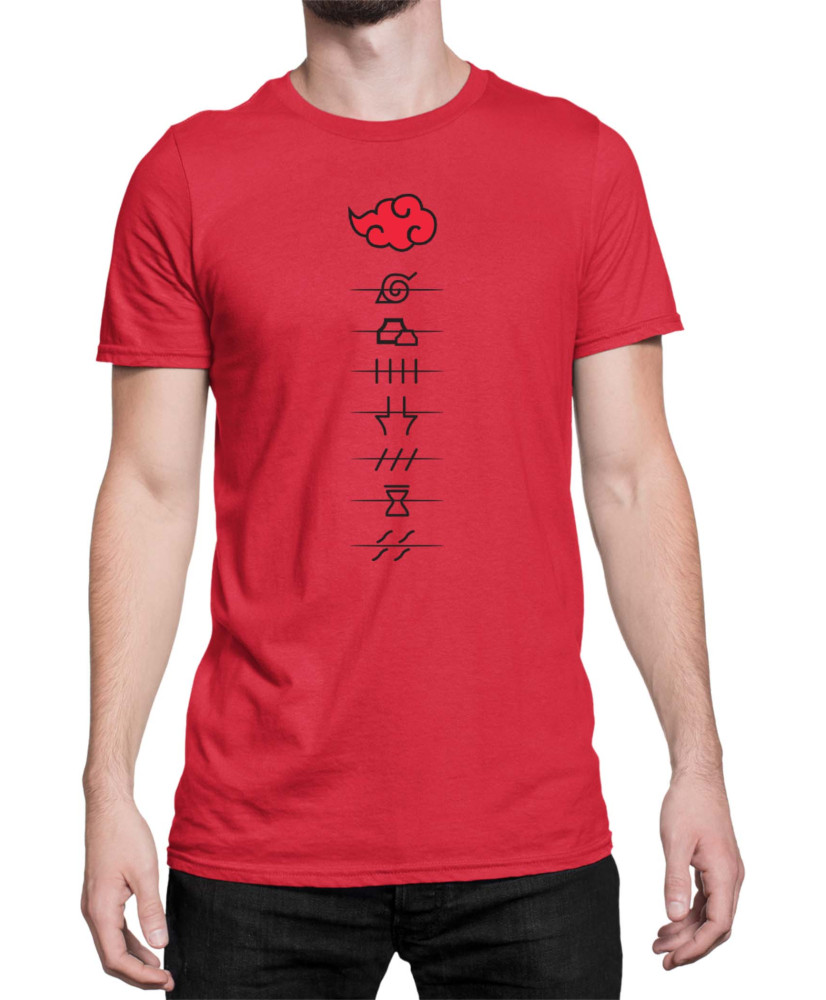Мъжка Тениска Japan Anime Manga Akatsuki Members Village Symbols Мъжка Тениска Japan Anime Manga Akatsuki Members Village Symbols