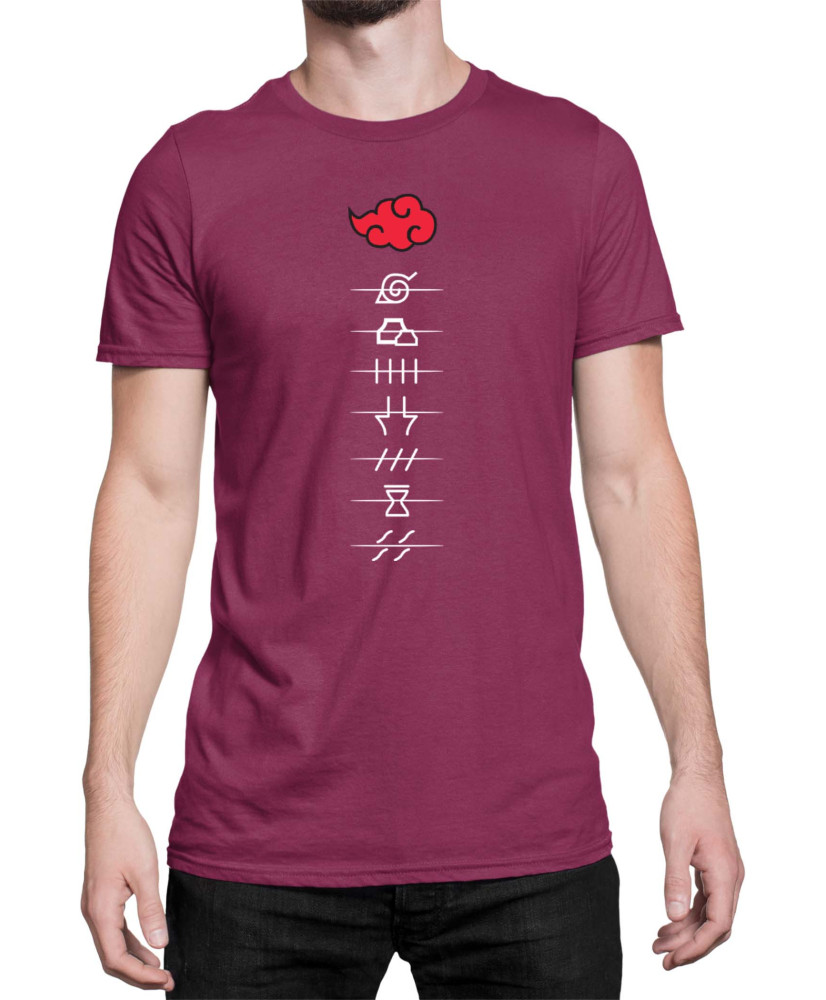 Мъжка Тениска Japan Anime Manga Akatsuki Members Village Symbols Мъжка Тениска Japan Anime Manga Akatsuki Members Village Symbols
