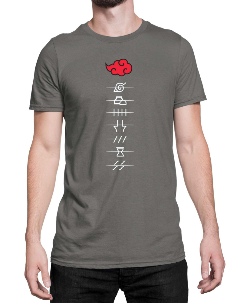 Мъжка Тениска Japan Anime Manga Akatsuki Members Village Symbols Мъжка Тениска Japan Anime Manga Akatsuki Members Village Symbols