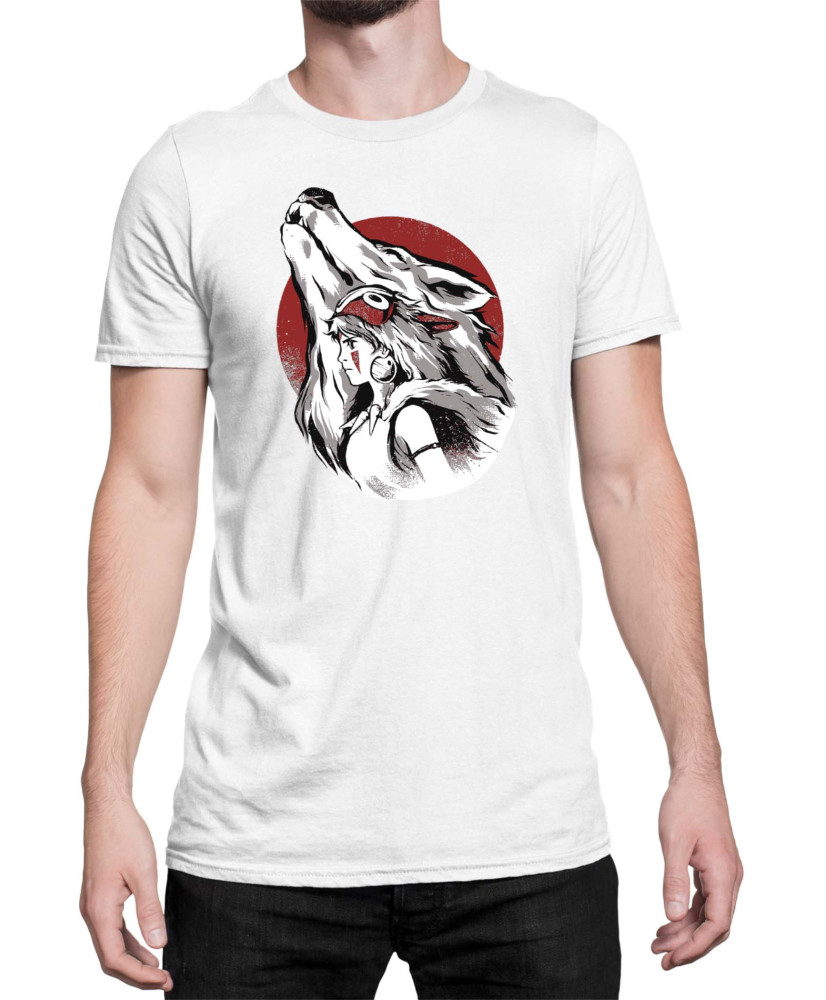 Мъжка Тениска Japan Anime Manga Princess Mononoke Wolf Мъжка Тениска Japan Anime Manga Princess Mononoke Wolf