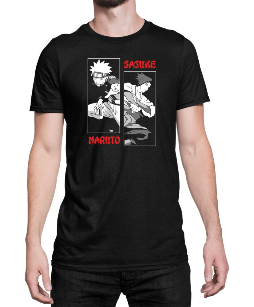 Мъжка Тениска Japan Anime Manga Naruto Vs Sasuke Мъжка Тениска Japan Anime Manga Naruto Vs Sasuke