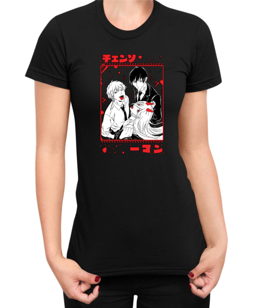 Дамска Тениска Manga Japan Anime Comics Animation Chainsaw Man The Gang Дамска Тениска Manga Japan Anime Comics Animation Chainsaw Man The Gang