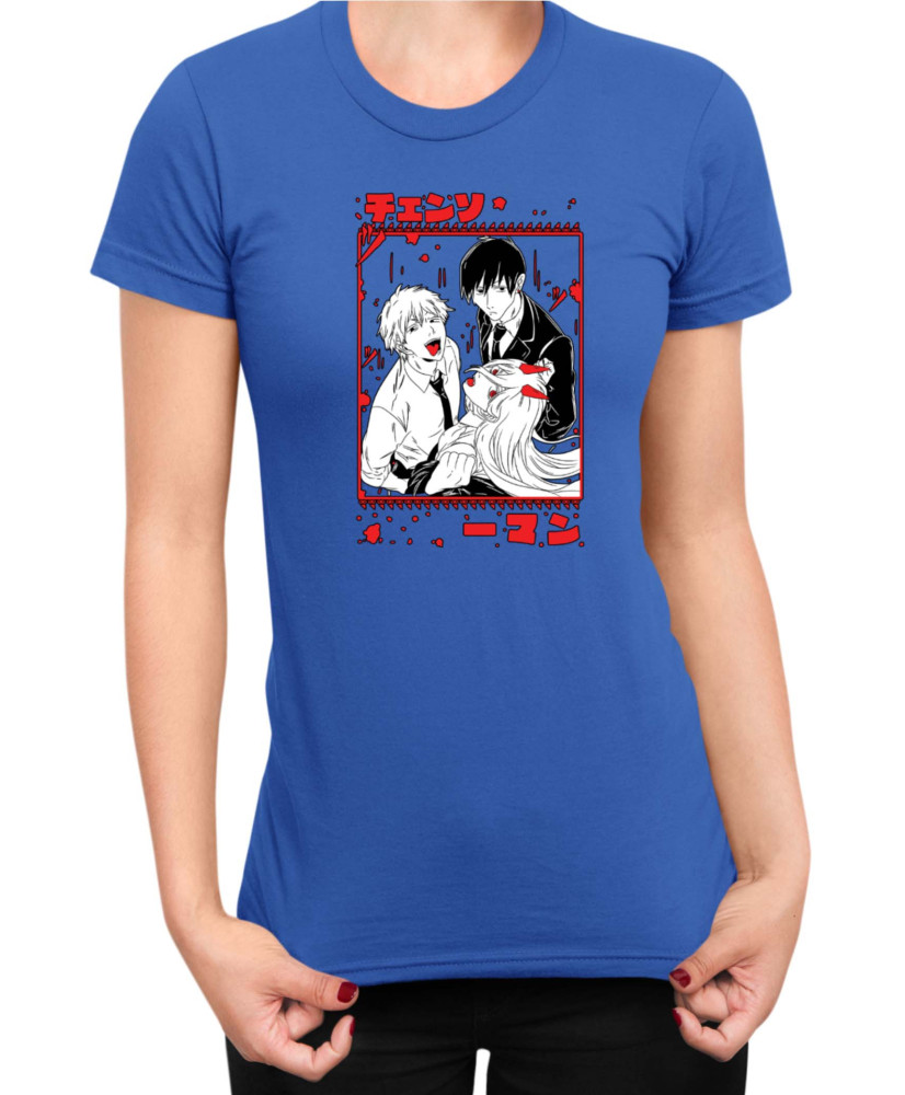 Дамска Тениска Manga Japan Anime Comics Animation Chainsaw Man The Gang Дамска Тениска Manga Japan Anime Comics Animation Chainsaw Man The Gang