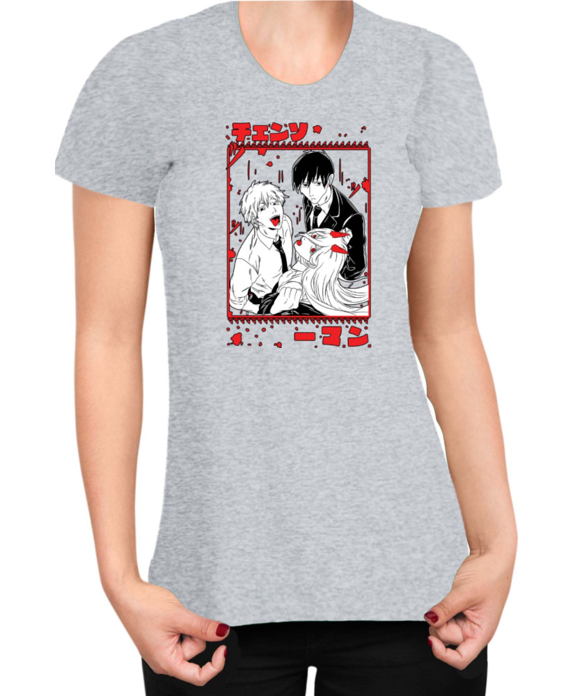 Дамска Тениска Manga Japan Anime Comics Animation Chainsaw Man The Gang Дамска Тениска Manga Japan Anime Comics Animation Chainsaw Man The Gang