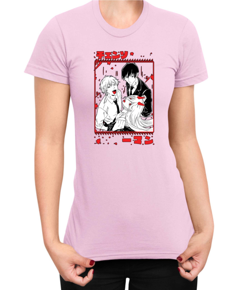 Дамска Тениска Manga Japan Anime Comics Animation Chainsaw Man The Gang Дамска Тениска Manga Japan Anime Comics Animation Chainsaw Man The Gang