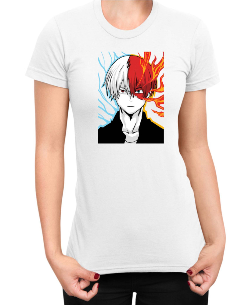 Дамска Тениска Manga Japan Anime Comics Animation My Hero Academia Shoto Todoroki V-24 Дамска Тениска Manga Japan Anime Comics Animation My Hero Academia Shoto Todoroki V-24