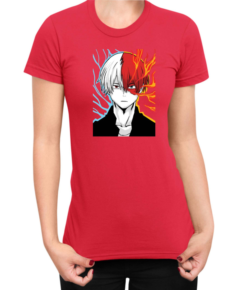 Дамска Тениска Manga Japan Anime Comics Animation My Hero Academia Shoto Todoroki V-24 Дамска Тениска Manga Japan Anime Comics Animation My Hero Academia Shoto Todoroki V-24
