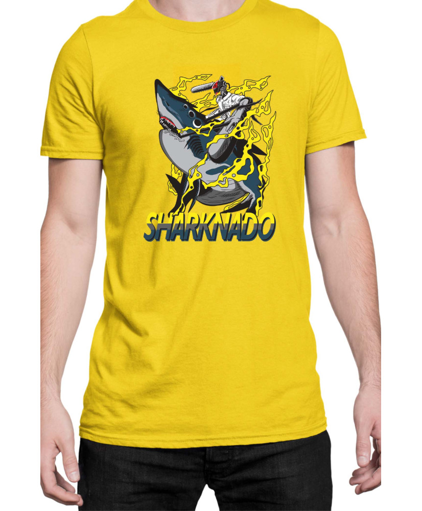 Мъжка Тениска Manga Japan Anime Comics Animation Chainsaw Man Sharknado