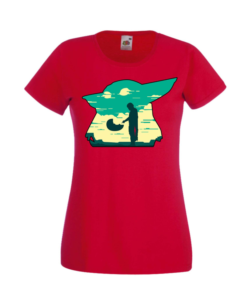 Дамска Тениска Star Wars Mandalorian Baby Yoda 1 Дамска Тениска Star Wars Mandalorian Baby Yoda 1