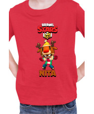 Детска Тениска Brawl Stars Battle Royale Nita Red Nose
