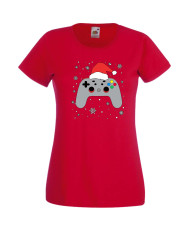 Дамска Коледна Тениска Подарък За Коледа Нова Година Christmas Gamer Gamepad