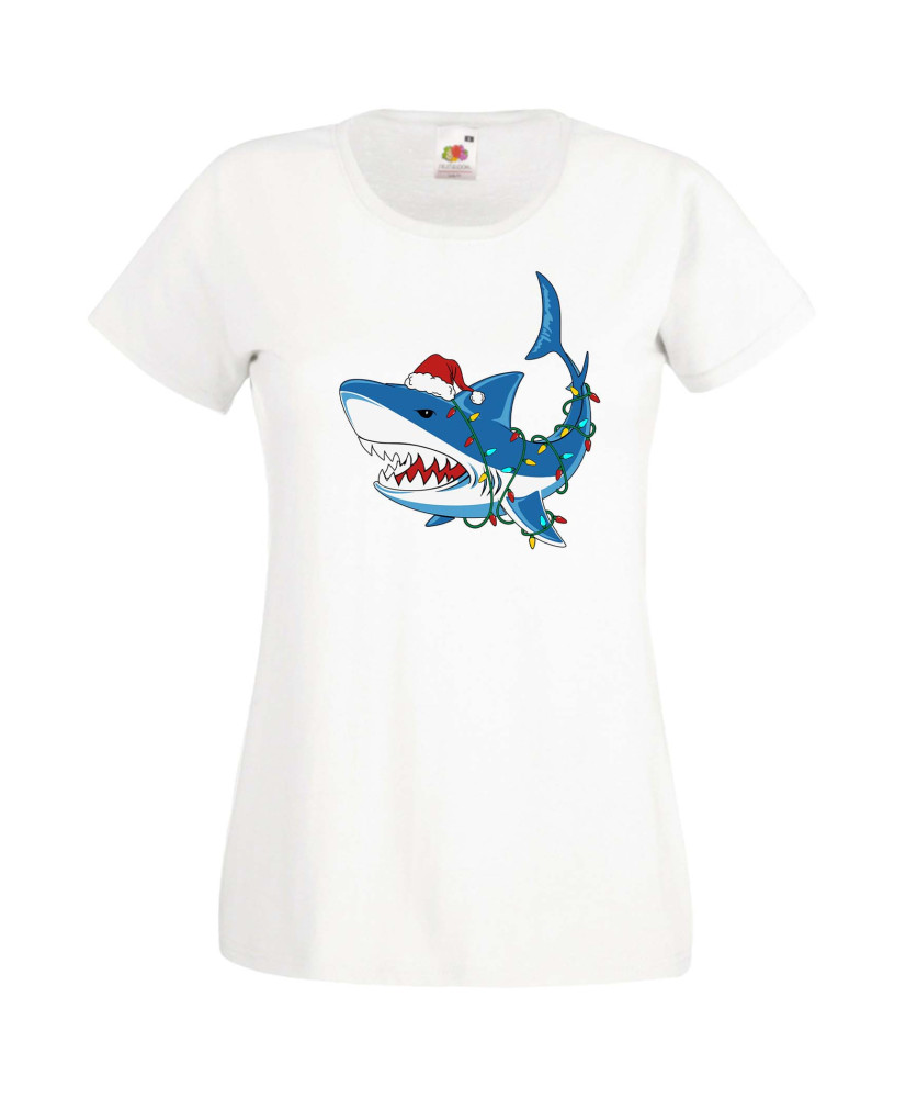 Дамска Коледна Тениска Подарък За Коледа Нова Година Christmas Shark Дамска Коледна Тениска Подарък За Коледа Нова Година Christmas Shark