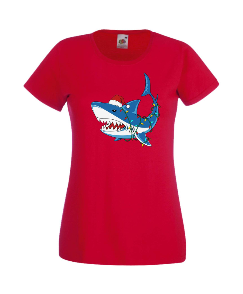 Дамска Коледна Тениска Подарък За Коледа Нова Година Christmas Shark Дамска Коледна Тениска Подарък За Коледа Нова Година Christmas Shark