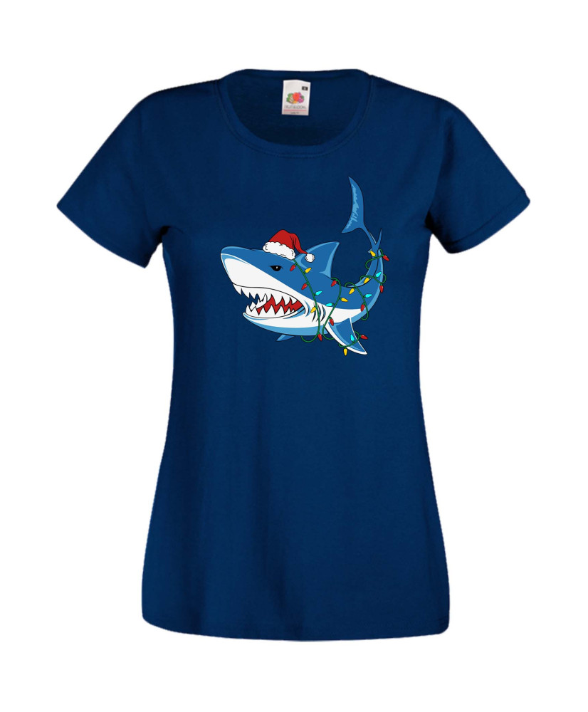 Дамска Коледна Тениска Подарък За Коледа Нова Година Christmas Shark Дамска Коледна Тениска Подарък За Коледа Нова Година Christmas Shark