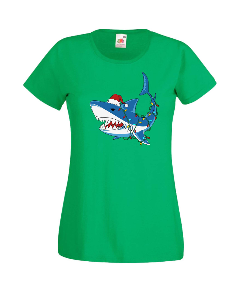 Дамска Коледна Тениска Подарък За Коледа Нова Година Christmas Shark Дамска Коледна Тениска Подарък За Коледа Нова Година Christmas Shark