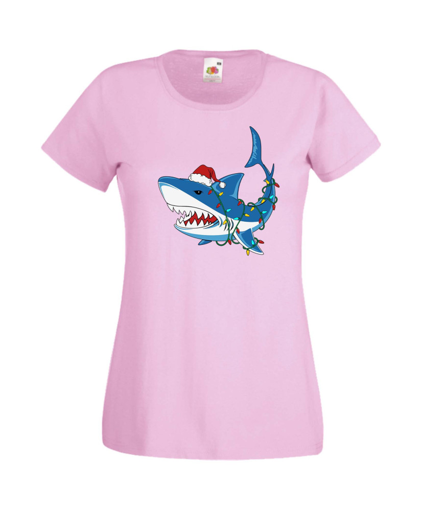 Дамска Коледна Тениска Подарък За Коледа Нова Година Christmas Shark Дамска Коледна Тениска Подарък За Коледа Нова Година Christmas Shark