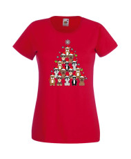 Дамска Коледна Тениска Подарък За Коледа Нова Година Dogs Christmas Tree Chippoa