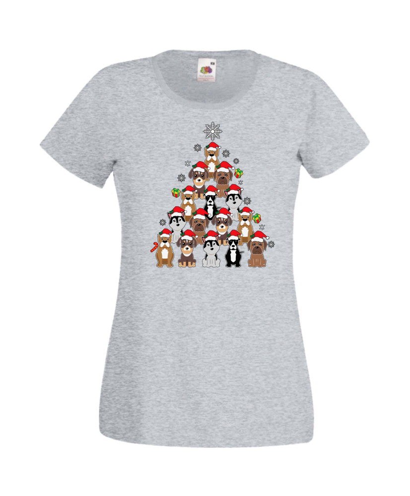 Дамска Коледна Тениска Подарък За Коледа Нова Година Dogs Christmas Tree Chippoa Дамска Коледна Тениска Подарък За Коледа Нова Година Dogs Christmas Tree Chippoa