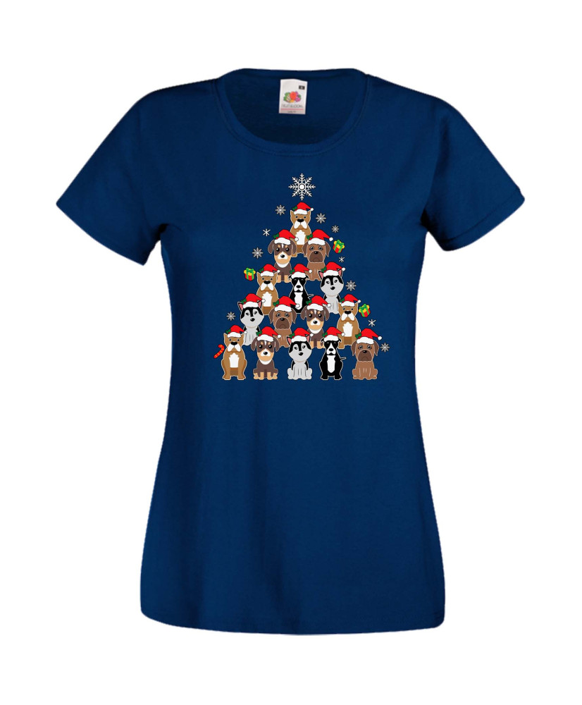 Дамска Коледна Тениска Подарък За Коледа Нова Година Dogs Christmas Tree Chippoa Дамска Коледна Тениска Подарък За Коледа Нова Година Dogs Christmas Tree Chippoa