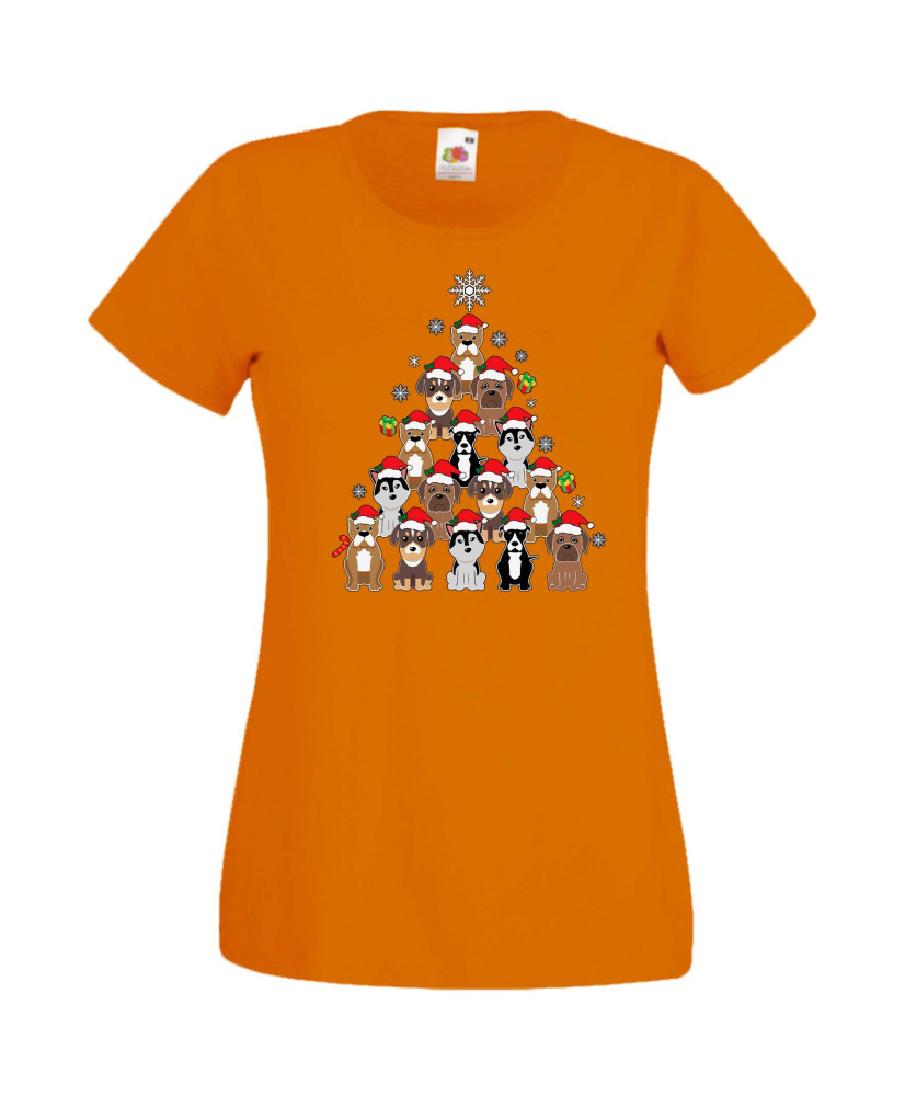 Дамска Коледна Тениска Подарък За Коледа Нова Година Dogs Christmas Tree Chippoa Дамска Коледна Тениска Подарък За Коледа Нова Година Dogs Christmas Tree Chippoa
