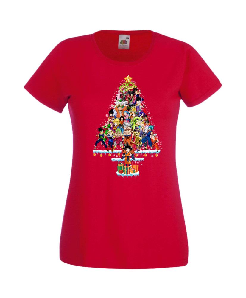 Дамска Коледна Тениска Подарък За Коледа Нова Година Dragon Ball Z Christmas Tree Дамска Коледна Тениска Подарък За Коледа Нова Година Dragon Ball Z Christmas Tree
