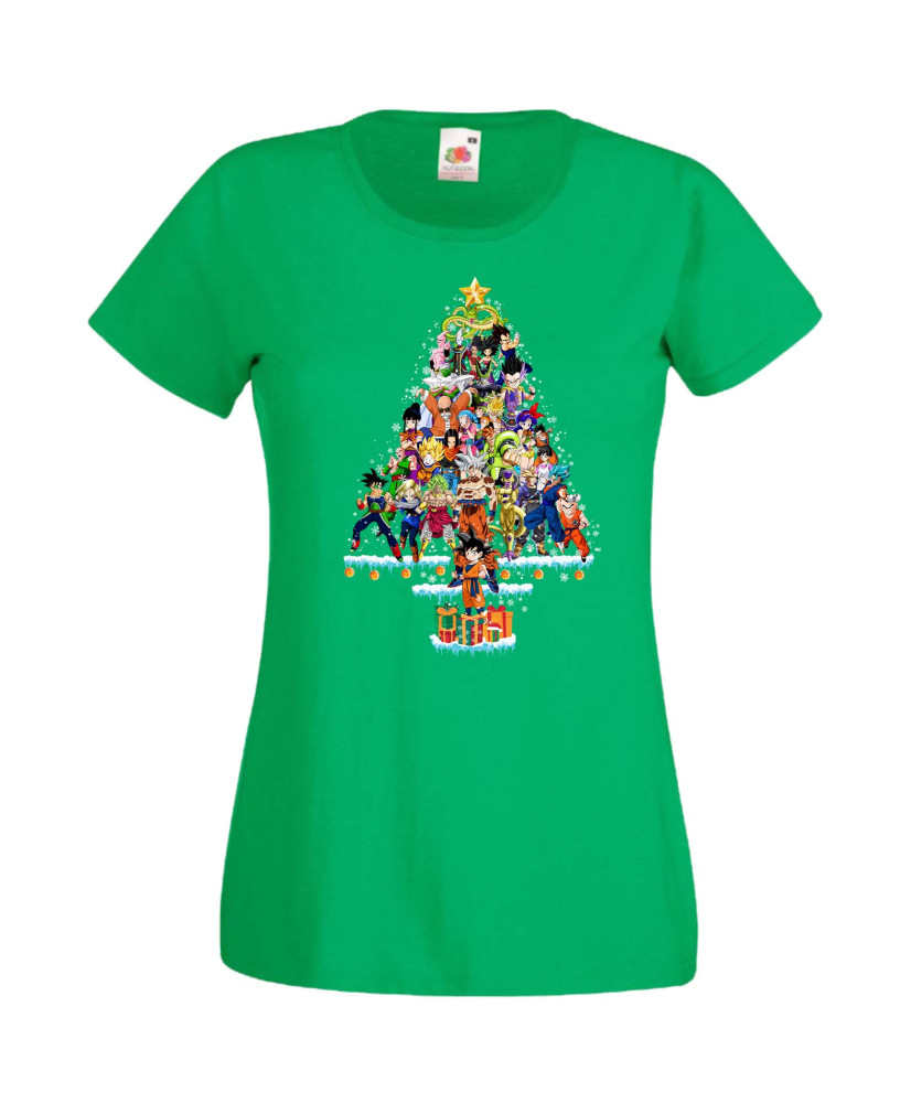 Дамска Коледна Тениска Подарък За Коледа Нова Година Dragon Ball Z Christmas Tree Дамска Коледна Тениска Подарък За Коледа Нова Година Dragon Ball Z Christmas Tree