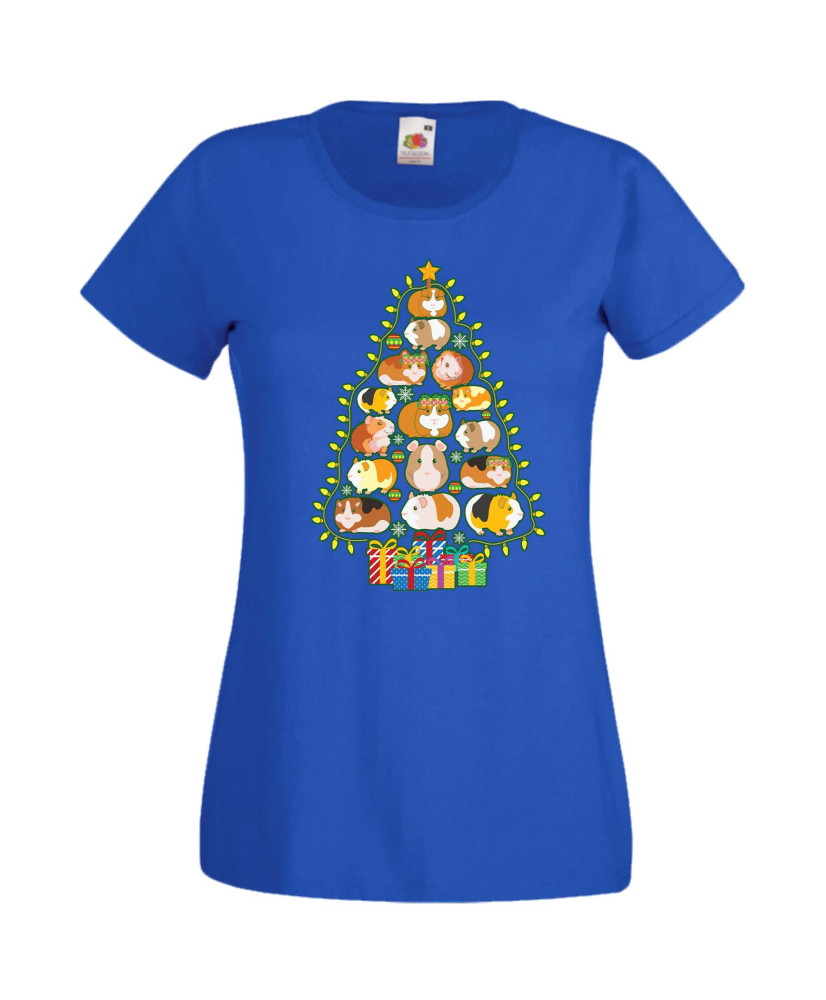 Дамска Коледна Тениска Подарък За Коледа Нова Година Guinea Pig Christmas Tree Lights Chippoa Дамска Коледна Тениска Подарък За Коледа Нова Година Guinea Pig Christmas Tree Lights Chippoa