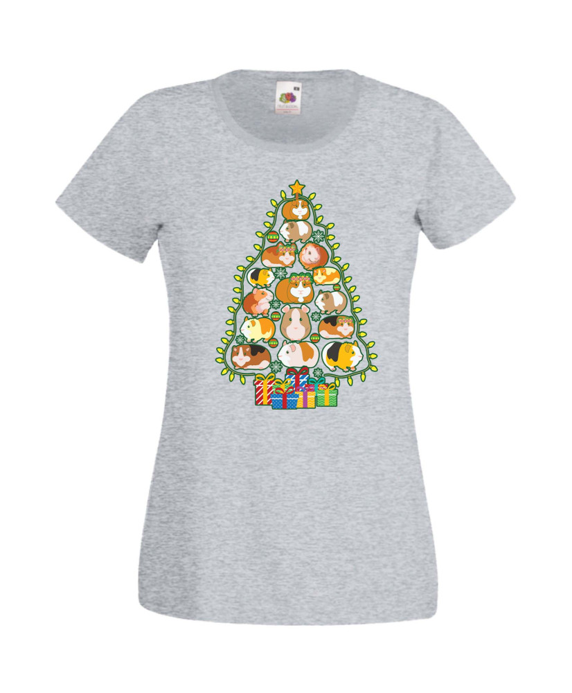 Дамска Коледна Тениска Подарък За Коледа Нова Година Guinea Pig Christmas Tree Lights Chippoa Дамска Коледна Тениска Подарък За Коледа Нова Година Guinea Pig Christmas Tree Lights Chippoa