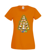 Дамска Коледна Тениска Подарък За Коледа Нова Година Guinea Pig Christmas Tree Lights Chippoa