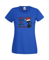 Дамска Коледна Тениска Подарък За Коледа Нова Година Meowy Christmas And Happy Meow Year