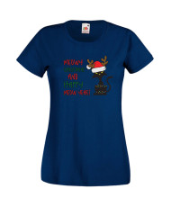 Дамска Коледна Тениска Подарък За Коледа Нова Година Meowy Christmas And Happy Meow Year