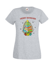 Дамска Коледна Тениска Подарък За Коледа Нова Година Merry Bookmas Books Christmas Tree