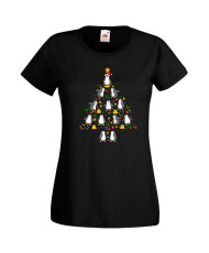 Дамска Коледна Тениска Подарък За Коледа Нова Година Penguin Christmas Tree Lights