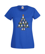 Дамска Коледна Тениска Подарък За Коледа Нова Година Penguin Christmas Tree Lights