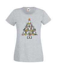 Дамска Коледна Тениска Подарък За Коледа Нова Година Penguin Christmas Tree Lights