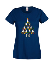 Дамска Коледна Тениска Подарък За Коледа Нова Година Penguin Christmas Tree Lights