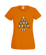 Дамска Коледна Тениска Подарък За Коледа Нова Година Penguin Christmas Tree Lights