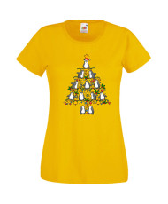 Дамска Коледна Тениска Подарък За Коледа Нова Година Penguin Christmas Tree Lights